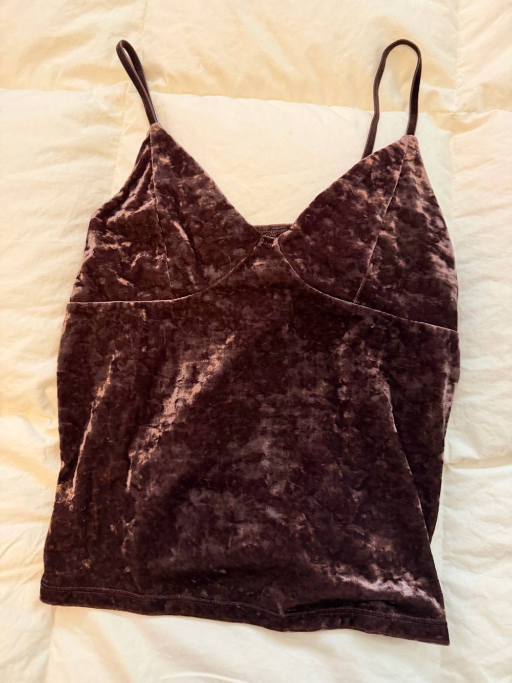 Velvet V-Neck Cami in Deep Plum